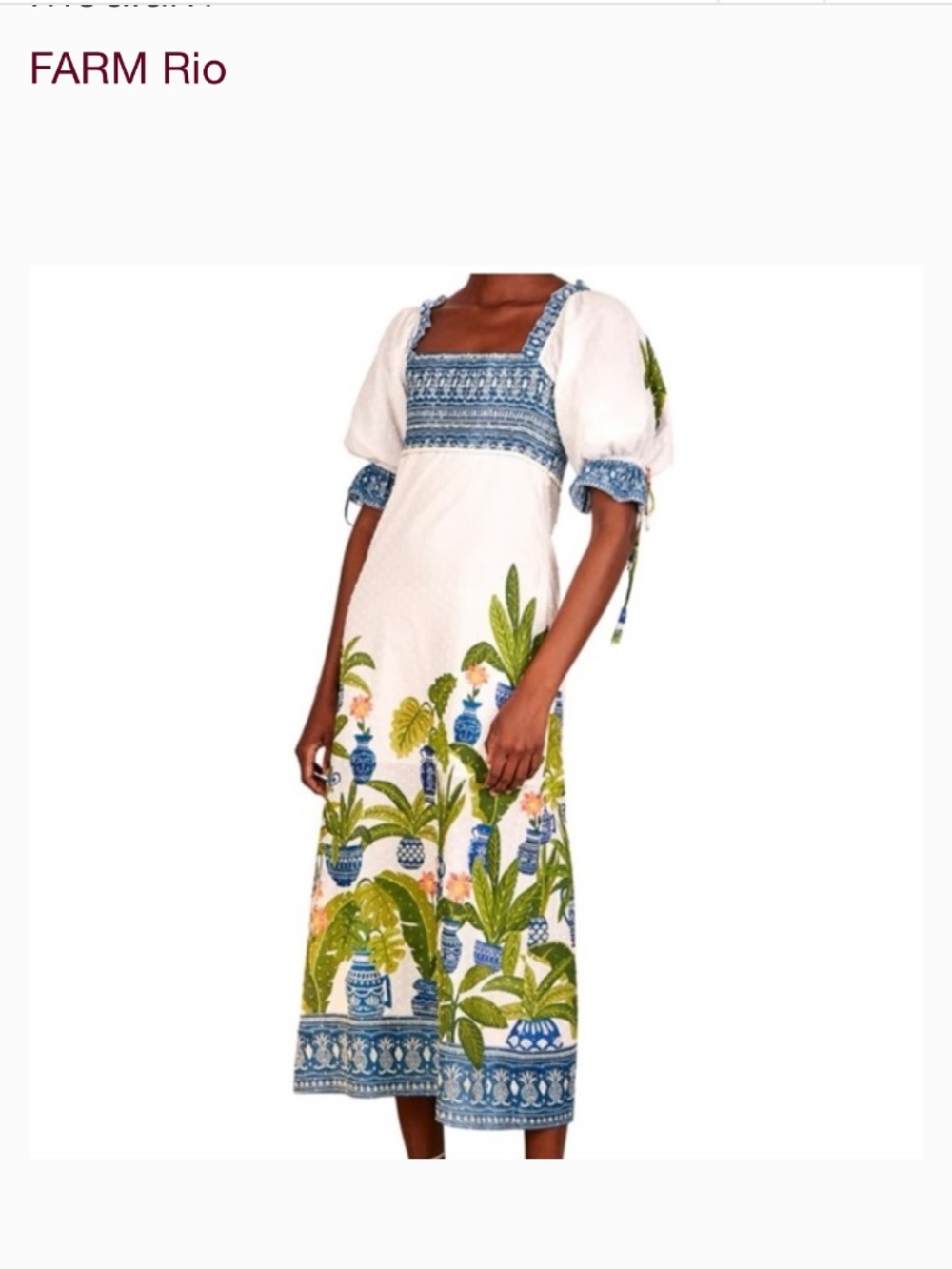 Farm Rio Vase Forest Print Smocked Maxi Dress - Picture 2 of 3